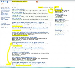 screen shot of dennisbuycars.com and chequered flag.com at the top of google search March 21-2012